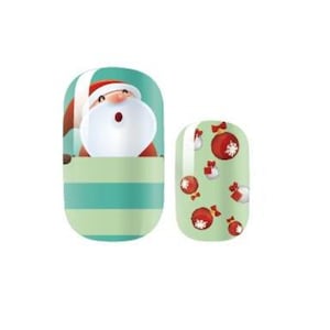 Sleepy Santa Nail Strips - Glitter Christmas Holiday Nail Wrap - Nail Strip -  Dry Nail Polish