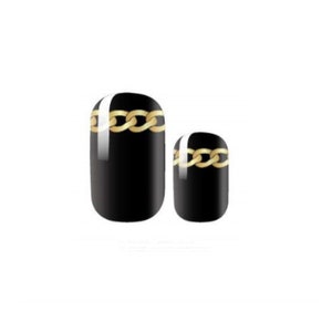 Nail Strips - Nail Decals - Nail Stickers - Nail Wraps - Black and Gold Chain
