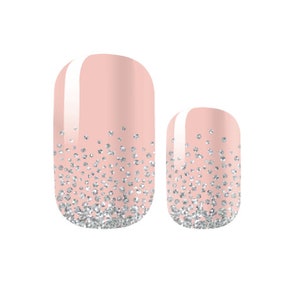 Nail Wraps - Nail Stickers - Pink and Silver Glitter - Dry Nail Polish - Long Wear Nail Wraps