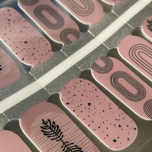 Nail Wraps - Nail Stickers - Pink Minimalist Botanical - Long Wear Nail Wraps - Nail Polish Wraps - Nail Decals