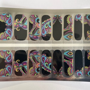 Butterflies - Black and Rainbow Butterfly -  Long Lasting Nail Wraps - Nail Strips - Nail Stickers