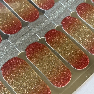 Nail Wraps - Glitter Tequila Sunrise - Peach and Gold Ombre Nail Wraps - Nail Decals - Nail Stickers