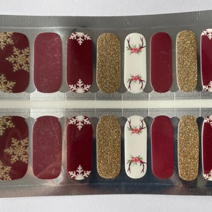 Christmas - Holiday - Snowflake - Reindeer - Nail Strip -  Dry Nail Polish