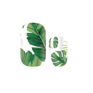 Nail Wraps - Nail Stickers - Nail Decals - Nail Strips - Monstera Leaves - Botanical - White and Green Jungle - Houseplant nail wraps