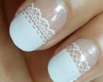 Transparant - Lace French Manicure - Droge nagellak - Slijtvaste nagelfolie