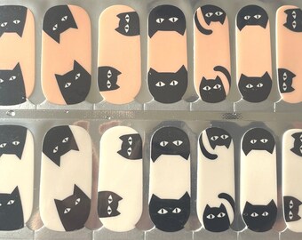 UV-färgförändrande Peeking Black Cats nagelwraps – Torra nagellacksremsor (långvarig användning)