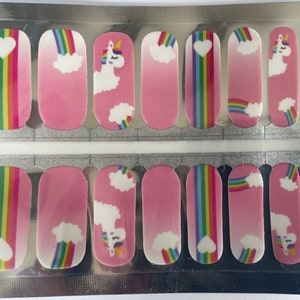 Pink Rainbow Unicorn Nail Wraps – Dry Polish, Long Wear Stickers