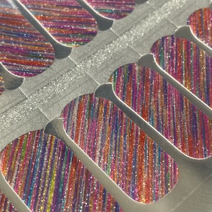 Glitter Striped Nail Wraps - Multicolour - Strips - Nail Wrap - nail sticker - Nail Wraps