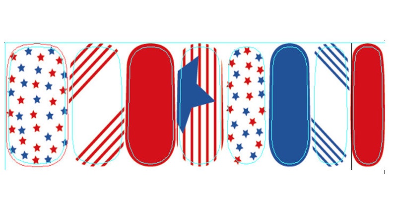 Patriotiska nagelremsor – 4 juli, Stars & Stripes nagelinpackningar bild 3