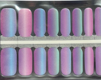 Blau Rosa Lila Ombre Nail Wraps | Farbverlauf Nagel Aufkleber | Pastel Chic DIY Maniküre | Glam Nail Art
