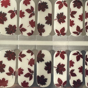 Metallic Rote Blätter - Herbst - Langlebige Nagelverpackungen - Nagelstreifen - Trockener Nagellack