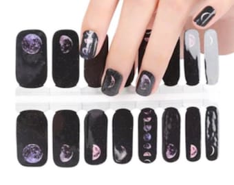 Moon phases -  Long Lasting Nail Wraps - Nail Strips - Dry Nail Polish