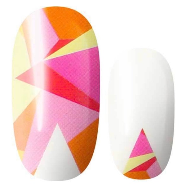 Colorful Geometric - White Pink Orange -  Long Lasting Nail Wraps - Nail Strips - Dry Nail Polish