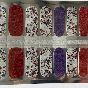 Glitter patriottische vlinder - rood, wit en blauw - Stars and Stripes - Amerikaans - 4 juli - droge nagellak - Long Wear Nail Wraps