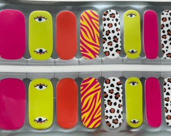 Neon 90s rainbow zebra leopard – Long Wear Nail Stickers