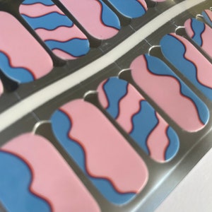 Nail Wraps - Nail Stickers - Nail Polish - Nail Decals - blue and pink - swirl - cotton candy
