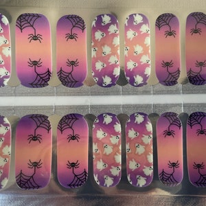 Ghosts and Spiders - Ombre - Nail Wrap - Nail Strip - Halloween