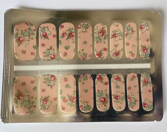 Pink Floral Nail Wraps – Spring Flowers, Long Wear Manicure Stickers