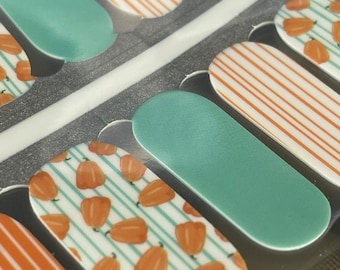 Pumpkin Stripe Nail Wraps – Thanksgiving Nail Strips