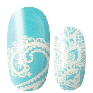 Blue and white lace - Dry Nail Polish - Long Wear Nail Wraps
