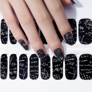 Black Chalkboard - Teacher  Gift - Math - Nail Wrap - Nail Strips