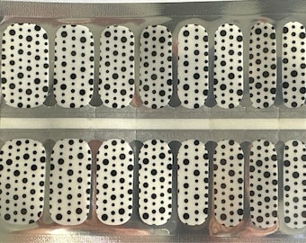 Transparent Nail Wrap - Nail Polish Wrap - Nail Sticker - Black Polka Dot - Black and White - Nail Wrap