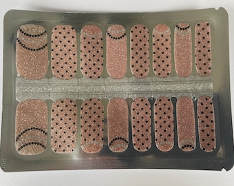 Nail Wraps - Nail Stickers - Nail Polish - Nail Strips - Nail Decals - Pink and Black Polka Dots