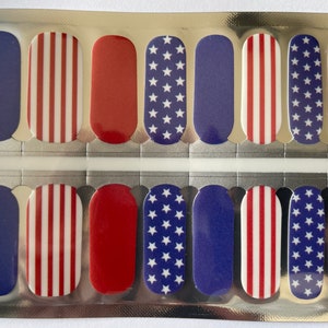 Nagelverpackungen - Nagelsticker - Patriotic - Stars and Stripes - USA - Long Wear Nagelverpackungen - Nagelabziehbild