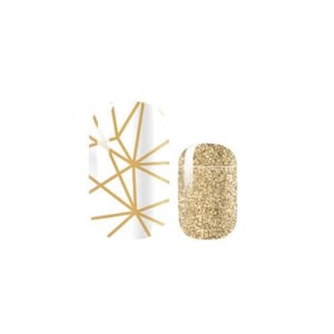 Glitzer - Weiß und Gold Geometrisch - Langlebige Nagelverpackungen - Nagelstreifen - Trockener Nagellack