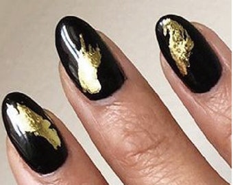Nagelverpackungen - Abstrakt Schwarz und Gold - Trockener Nagellack - Long Wear Nagelverpackungen - Nagelstreifen