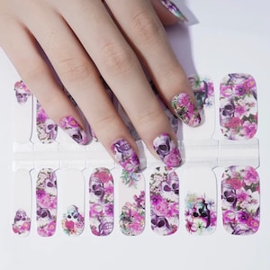 Floral - Skull - Flowers and Skulls - Nail Wrap - Dry Nail Polish - Nail Polish Wrap
