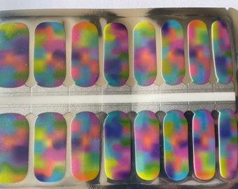 Nail Wraps - Nail Stickers - Neon Rainbow Swirl -  Dry Nail Polish - Long Wear Nail Wraps