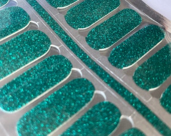 Teal Glitter Nail Wraps – Long Wear Nail Stickers