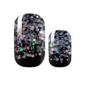Nail Strips - Nail Decals - Nail Stickers - Nail Wraps - Black and Silver Glitter