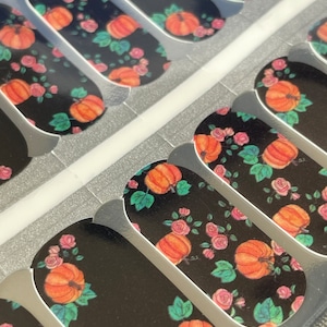 Kürbis und Rosen - Thanksgiving Nagelverpackungen - Langlebige Nagelverpackungen - Nagelstreifen - Trockener Nagellack