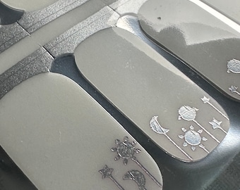 Transparent - Nail Wraps - Nail Stickers - Nail Polish - Nail Decals - Silver - Galaxy - Space - Sun and Moon