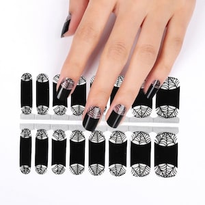 Halloween Nail Wraps - Nail Stickers - 100% Nail Polish - Nail Decals -Spider Web French Manicure
