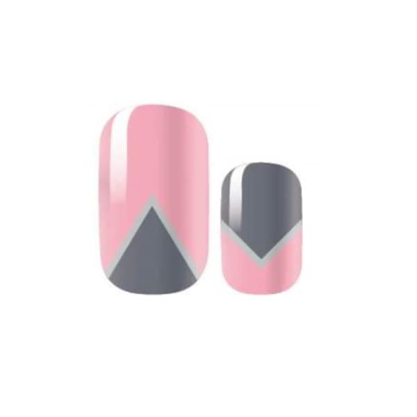 Nail Wraps - Nail Stickers - Nail Polish - Nail Strips - Nail Decals - Pink and Grey Chevrons