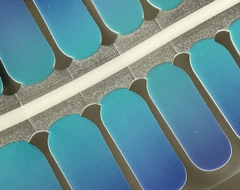 Envolturas de uñas - Pegatinas para uñas - Azul ombré - Esmalte de uñas seco - Envolturas de uñas de larga duración