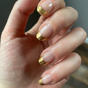 Nail Wraps - Nail Stickers - 100% Nail Polish - Nail Decals - Transparent - Gold French Manicure - Gold French Tips