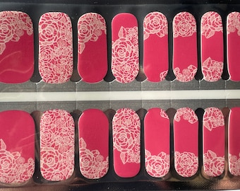 Pink Lace Nail Wraps – Bridal Dry Polish, Long Wear manicure