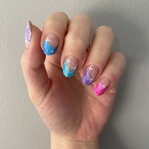 Transparent - Rainbow Clouds French Manicure - Dry Nail Polish - Long Wear Nail Wraps