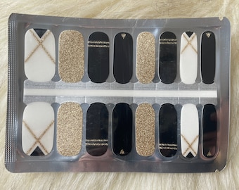 Transparent - Schwarz und Gold - Trockener Nagellack - Long Wear Nail Wraps