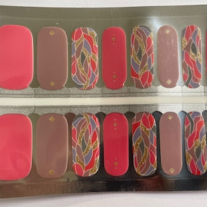 Nail Wraps - Nail Strips - Nail Decals - Nail Polish - Pink Purple and Gold Geometric