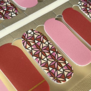 Nail Wraps - Adesivi per unghie - Floreale rosa e rosso - Smalto per unghie secco - Nail Wraps a lunga tenuta