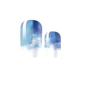 Abstract Blue Watercolor - Ombre Brush strokes - Nail Wrap - Dry Nail Polish