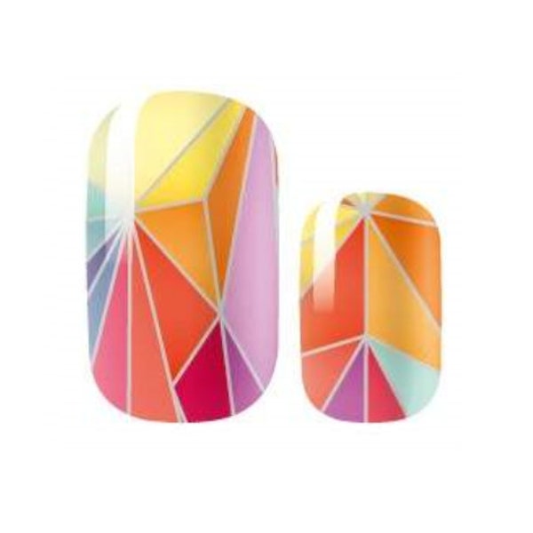 Colorful Rainbow Geometric-  Long Lasting Nail Wraps - Nail Strips - Dry Nail Polish 100% Nail Polish Sticker