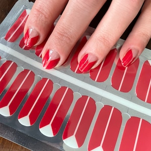Transparent - Red - French Manicure - Dry Nail Polish - Long Wear Nail Wraps