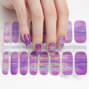 Glitter- Beautiful Sunset - Dry Nail Polish - Long Wear Nail Wraps - Nail Strips