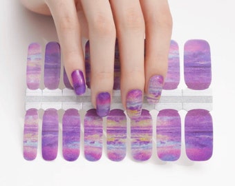 Glitter- Beautiful Sunset - Dry Nail Polish - Long Wear Nail Wraps - Nail Strips
